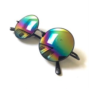 Retro Rainbow Circle Round Sunglasses Sunnies Pride Y2K Psychedelic Rock Hippie